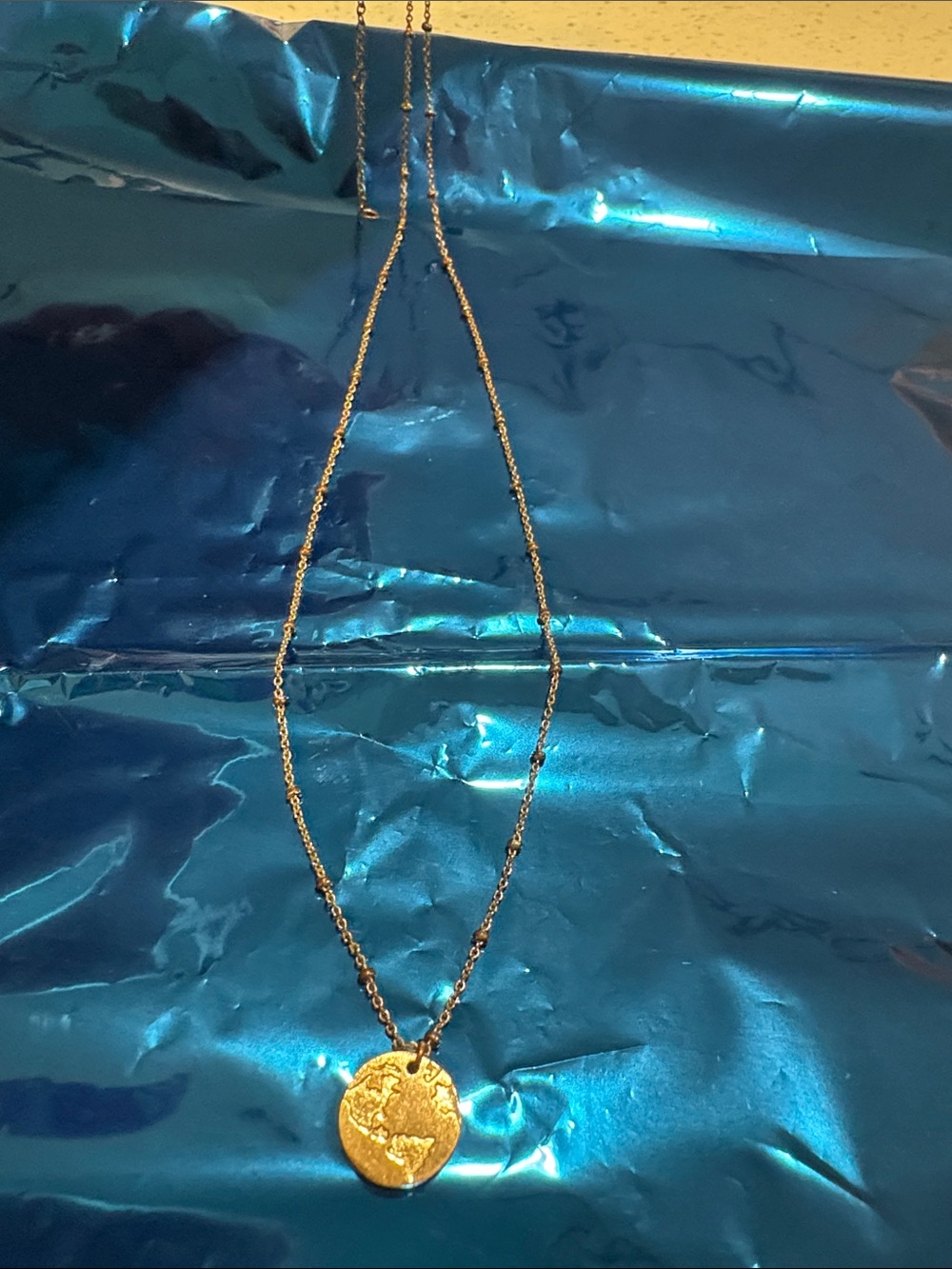 Map of the World Gold Coin Pendant Necklace - Women Jewelry